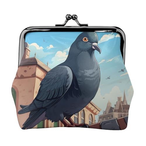Cartoon-Tauben-Druck, praktische Münzgeldbörse, niedlich, Mini-Münztasche für Frauen (11,5 x 10,5 cm), exquisit, Schwarz, Einheitsgröße von SDFHU
