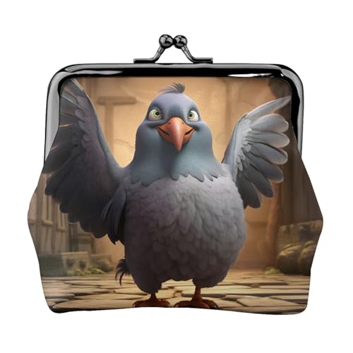 Cartoon-Tauben-Motiv, praktische Münzgeldbörse, niedlich, Mini-Münztasche für Frauen (11,5 x 10,5 cm), exquisit, Schwarz, Einheitsgröße von SDFHU