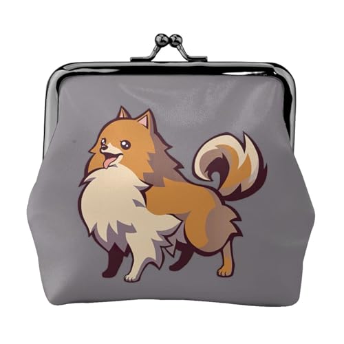 Cartoon-Zwergspitz-Druck, praktische Münzgeldbörse, niedlicher Mini-Münzbeutel für Frauen (11,5 x 10,5 cm), exquisit, Schwarz, Einheitsgröße von SDFHU