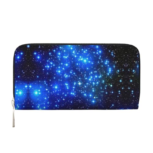 Damen-Geldbörse, Motiv: blaue glänzende Sterne, trendig, reisefreundlich, 20 x 8 cm, lässige Clutch-Geldbörse, Geschenk für Damen, Schwarz, Einheitsgröße, Kunst von SDFHU