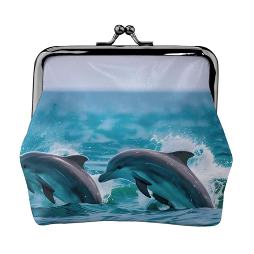 Delfine in the sea Print Practicality Coin Purse Cute Mini Coin Pouch for Women (11.5 x 10.5 cm) Exquisite, Schwarz, Einheitsgröße von SDFHU