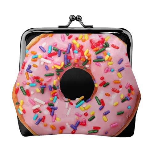 Erdbeer-Donut-Druck, praktische Münzgeldbörse, niedlicher Mini-Münzbeutel für Frauen (11,5 x 10,5 cm), exquisit, Schwarz, Einheitsgröße von SDFHU