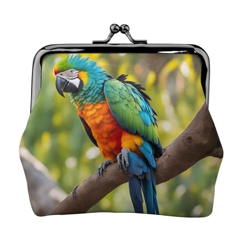 Fantastischer Papageienfeder-Druck, praktische Münzgeldbörse, niedlicher Mini-Münzbeutel für Frauen (11,5 x 10,5 cm), exquisit, Schwarz, Einheitsgröße von SDFHU