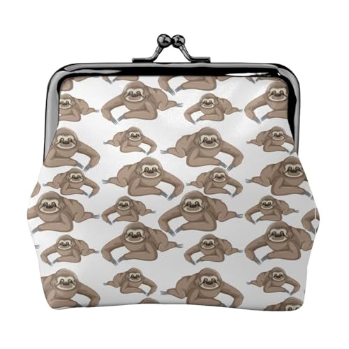 Faultier-Hintergrunddruck, praktische Münzgeldbörse, niedlich, Mini-Münztasche für Frauen (11,5 x 10,5 cm), exquisit, Schwarz, Einheitsgröße von SDFHU