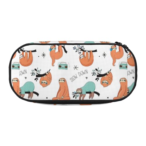 Federmäppchen, braunes Faultier-Motiv, Schreibwaren-Werkzeug, Bürobedarf, Uni-Accessoire, geeignet für jeden Anlass, Schwarz, One Size, Niedlich von SDFHU