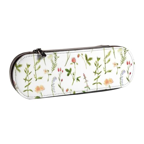 Federmäppchen aus Leder mit Aquarellfarben und Blumen, vielseitiges Federmäppchen aus Leder, für Reisen und den täglichen Gebrauch von SDFHU