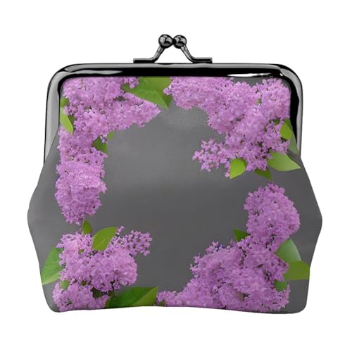 Framing Lilac Flowers in Blossom Print Practicality Coin Purse Cute Mini Coin Pouch for Women (11.5 x 10.5 cm) Exquisite, Schwarz, Einheitsgröße von SDFHU