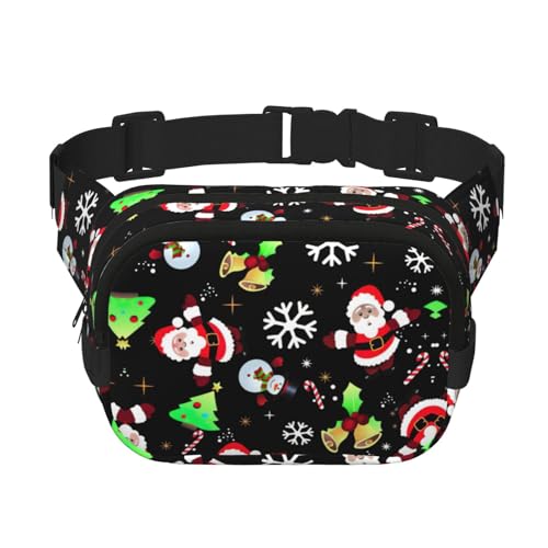 Frohe Weihnachten 1 Druck Herren und Frauen Quadratische Doppellagige Hüfttasche Workout Crossbody Reise Hüfttasche, Schwarz, Einheitsgröße von SDFHU