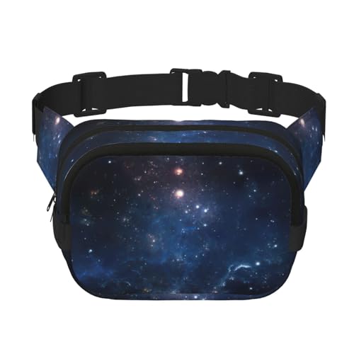 Galaxy Space Starry Sky Print Herren und Damen Quadratische Doppellagige Hüfttasche Workout Crossbody Reise Hüfttasche, Schwarz, Einheitsgröße von SDFHU