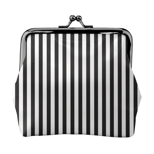 Geldbörse mit schwarz-weißem Streifendruck, praktisch, niedlich, Mini-Münzbeutel für Frauen (11,5 x 10,5 cm), exquisit, Schwarz, Einheitsgröße von SDFHU