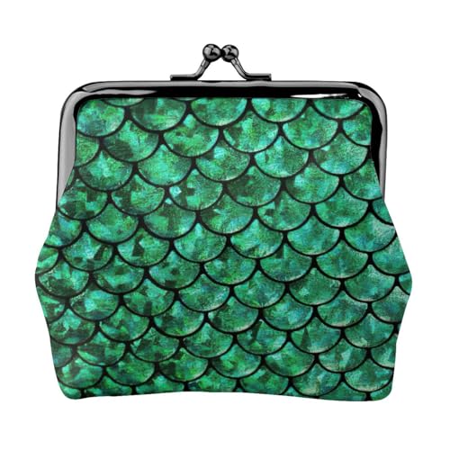 Grüner Fischschuppen-Druck, praktische Münzgeldbörse, niedlicher Mini-Münzbeutel für Frauen (11,5 x 10,5 cm), exquisit, Schwarz, Einheitsgröße von SDFHU
