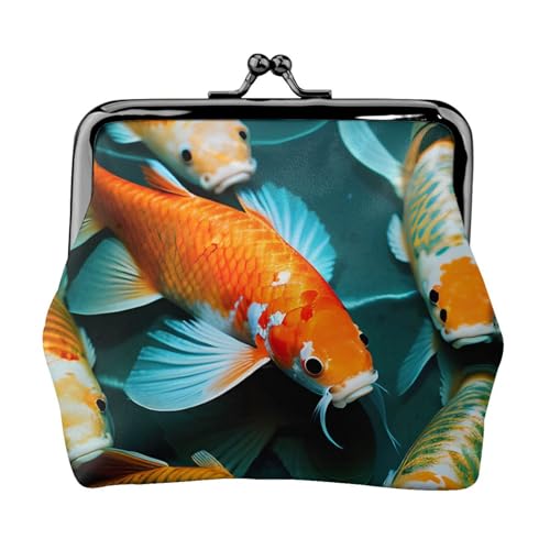 HD Japanischer Koi-Fisch-Druck, praktische Münzgeldbörse, niedlicher Mini-Münzbeutel für Frauen (11,5 x 10,5 cm), exquisit, Schwarz, Einheitsgröße von SDFHU