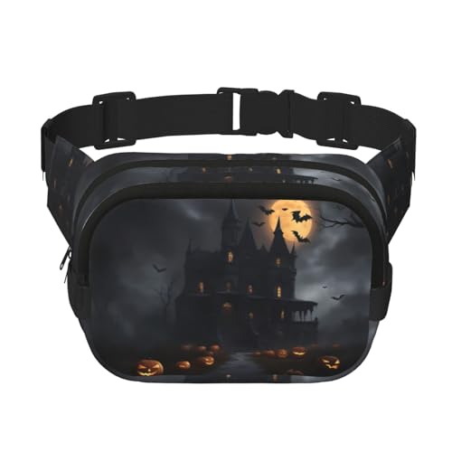 Halloween Gothic Print Herren und Damen Quadratische Doppellagige Hüfttasche Workout Crossbody Reise Hüfttasche, Schwarz, Einheitsgröße von SDFHU