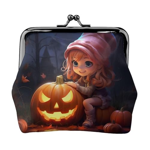 Halloween-Münztasche mit niedlichem Kürbisdruck, praktische Münzgeldbörse, niedlich, Mini-Münztasche für Damen (11,5 x 10,5 cm), exquisit, Schwarz, Einheitsgröße von SDFHU