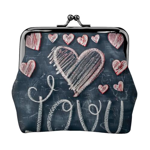 I Love You Words with Hearts Print Practicality Coin Purse Cute Mini Coin Pouch for Women (11.5 x 10.5 cm) Exquisite, Schwarz, Einheitsgröße von SDFHU