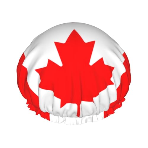 Kanadische Flagge Print Doppellagig wiederverwendbare Duschhaube leichte und weiche Badekappe für Damen von SDFHU