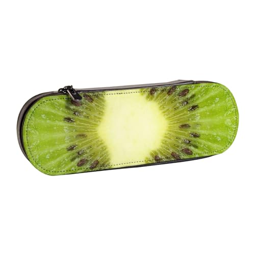 Kiwi Slice Print Leder Federmäppchen - Vielseitiges Leder Stifthalter Federmäppchen Reise Alltag von SDFHU