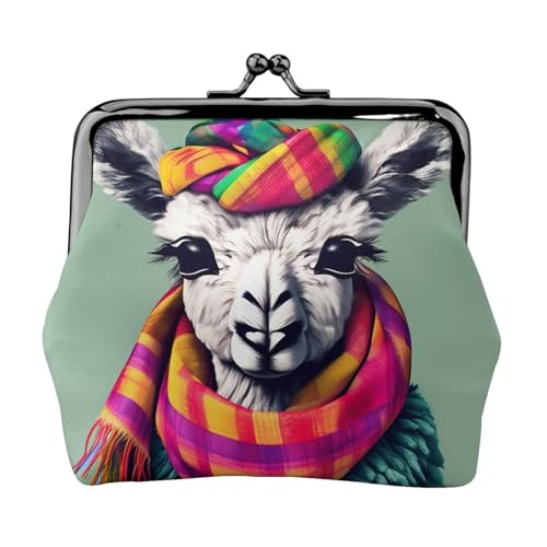 Lama in A Scarf Print Practicality Coin Purse Cute Mini Coin Pouch for Women (11.5 x 10.5 cm) Exquisite, Schwarz, Einheitsgröße von SDFHU