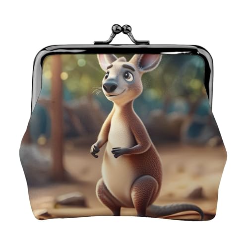 Lustige Cartoon-Känguru-Zoo-Druck-Praktikalität, Münzgeldbörse, niedlicher Mini-Münzbeutel für Frauen (11,5 x 10,5 cm), exquisit, Schwarz, Einheitsgröße von SDFHU