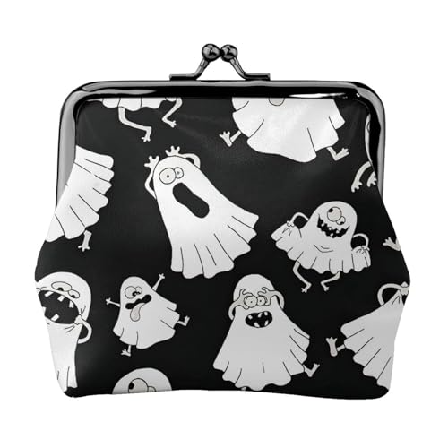 Lustiger weißer Geisterdruck, praktische Münzgeldbörse, niedlicher Mini-Münzbeutel für Frauen (11,5 x 10,5 cm), exquisit, Schwarz, Einheitsgröße von SDFHU