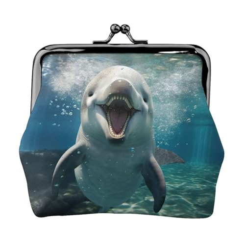 Lustiges Tier-Delfin-Druck, praktische Münzgeldbörse, niedlicher Mini-Münzbeutel für Frauen (11,5 x 10,5 cm), exquisit, Schwarz, Einheitsgröße von SDFHU