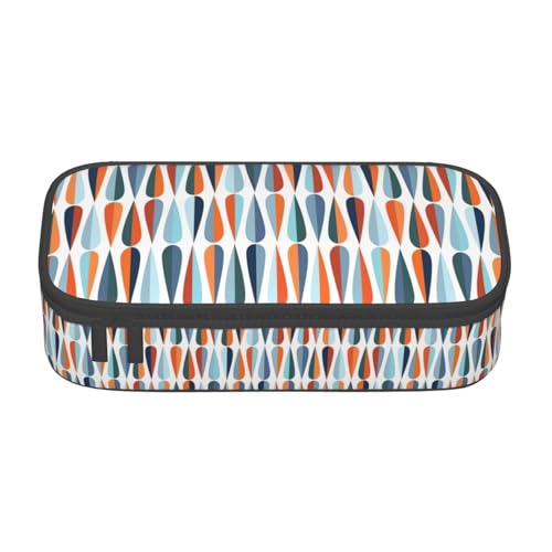 Mid Century Modernes Retro-Federmäppchen mit Tropfenformen-Druck, multifunktionales Federmäppchen, Schreibwaren, Aufbewahrungstasche, Zubehör, Kosmetikartikel, Erwachsene von SDFHU