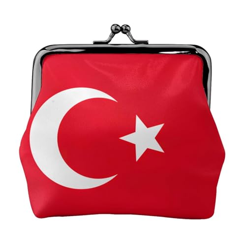 Münzgeldbörse mit Flagge der Türkei bedruckt, niedlicher Mini-Münzbeutel für Frauen (11,5 x 10,5 cm), exquisit, Schwarz, Einheitsgröße von SDFHU
