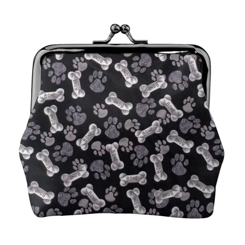 Münzgeldbörse mit Hundepfotenabdruck, niedlicher Mini-Münzbeutel für Frauen (11,5 x 10,5 cm), exquisit, Schwarz, Einheitsgröße von SDFHU