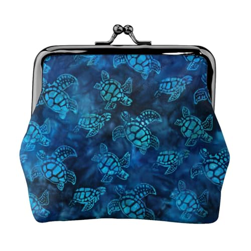 Münzgeldbörse mit Meeresschildkröten-Blauem Druck, niedlicher Mini-Münzbeutel für Frauen (11,5 x 10,5 cm), exquisit, Schwarz, Einheitsgröße von SDFHU