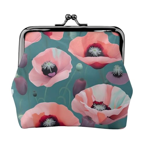 Münzgeldbörse mit Mohnblumen-Druck, niedlicher Mini-Münzbeutel für Damen, 11,5 x 10,5 cm, exquisit, Schwarz, Einheitsgröße von SDFHU