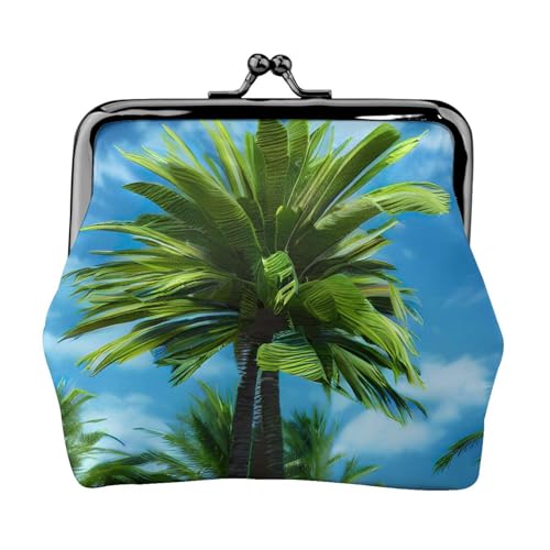 Münzgeldbörse mit Sommerpalmen-Druck, niedlicher Mini-Münzbeutel für Frauen (11,5 x 10,5 cm), exquisit, Schwarz, Einheitsgröße von SDFHU