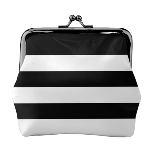 Münzgeldbörse mit Streifen, Schwarz / Weiß, bedruckt, niedlich, Mini-Münztasche für Damen (11,5 x 10,5 cm) exquisit, Schwarz, Einheitsgröße von SDFHU