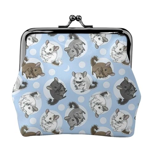 Münzgeldbörse mit blauem Chinchillas und Mond-Druck, niedlicher Mini-Münzbeutel für Frauen (11,5 x 10,5 cm), exquisit, Schwarz, Einheitsgröße von SDFHU