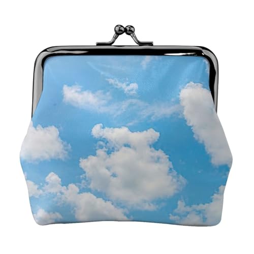 Münzgeldbörse mit blauem Himmel, weißer Wolkendruck, niedlicher Mini-Münzbeutel für Frauen (11,5 x 10,5 cm), exquisit, Schwarz, Einheitsgröße von SDFHU