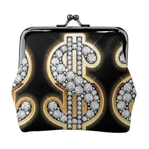 Münzgeldbörse mit goldfarbenem Dollarzeichen-Druck, niedlicher Mini-Münzbeutel für Frauen (11,5 x 10,5 cm), exquisit, Schwarz, Einheitsgröße von SDFHU