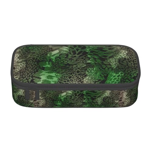 Multifunktionales Federmäppchen mit Schlangenmuster, Schreibwaren, Aufbewahrungstasche, Kosmetikartikel, Erwachsene, Grün von SDFHU