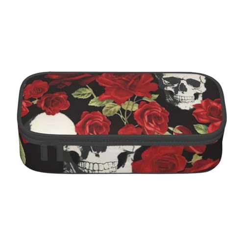 Multifunktionales Federmäppchen mit Totenkopf-Motiv, Schreibwaren, Aufbewahrungstasche, Kosmetikartikel, Erwachsene von SDFHU