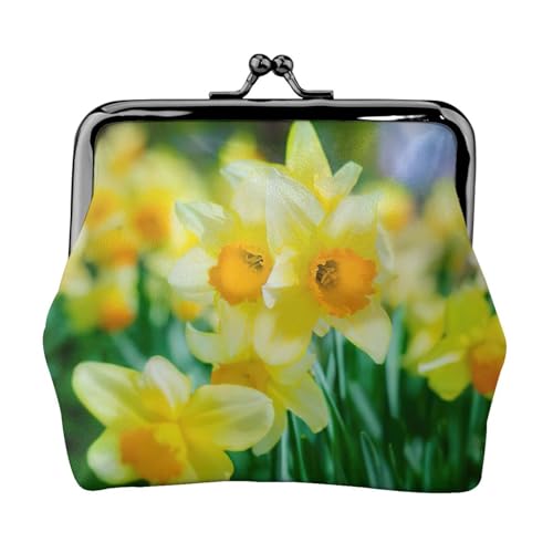 Narzissen-Blumendruck, praktische Münzgeldbörse, niedlich, Mini-Münzbeutel für Frauen (11,5 x 10,5 cm), exquisit, Schwarz, Einheitsgröße von SDFHU