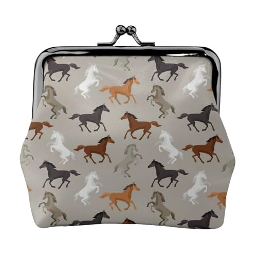 Niedlicher Pferde-Druck, praktische Münzgeldbörse, niedlicher Mini-Münzbeutel für Frauen (11,5 x 10,5 cm), exquisit, Schwarz, Einheitsgröße von SDFHU