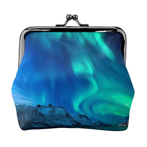 Nordlicht-Druck, praktische Münzgeldbörse, niedlich, Mini-Münztasche für Frauen (11,5 x 10,5 cm), exquisit, Schwarz, Einheitsgröße von SDFHU