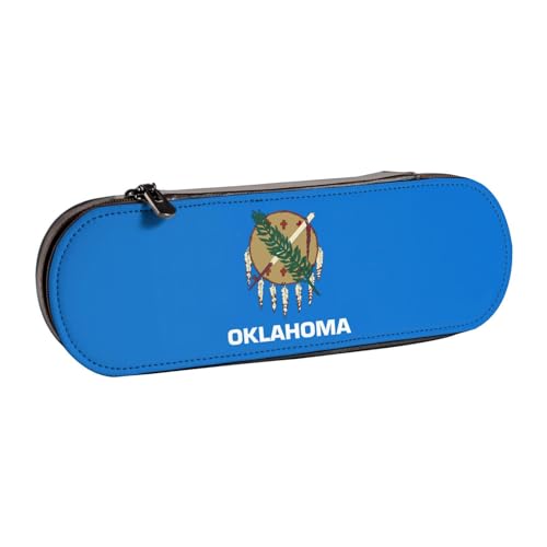 Oklahoma Federmappe mit Staatsflaggen-Druck aus Leder – vielseitiges Leder-Federmäppchen für Reisen und den täglichen Gebrauch von SDFHU