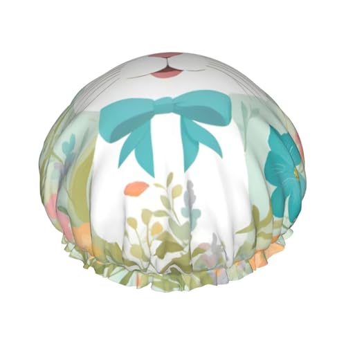 Osterhase Blumendruck Doppelschicht Dusche Kappe Wiederverwendbare Leichte Und Weiche Bad Haar Kappe Für Frauen von SDFHU