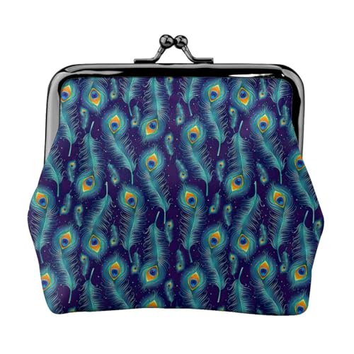 Pfauen-Vogelfeder-Druck, praktische Münzgeldbörse, niedlicher Mini-Münzbeutel für Frauen (11,5 x 10,5 cm), exquisit, Schwarz, Einheitsgröße von SDFHU