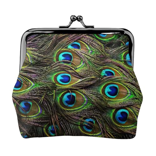 Pfauenfeder-Druck, praktische Münzgeldbörse, niedlicher Mini-Münzbeutel für Frauen (11,5 x 10,5 cm), exquisit, Schwarz, Einheitsgröße von SDFHU
