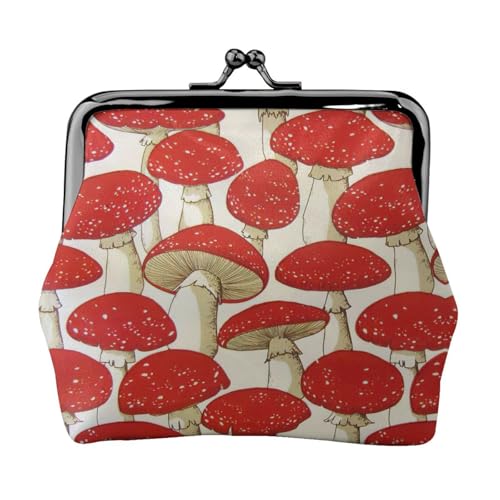 Rot-weißer Pilz-Druck, praktische Münzgeldbörse, niedlicher Mini-Münzbeutel für Frauen (11,5 x 10,5 cm), exquisit, Schwarz, Einheitsgröße von SDFHU
