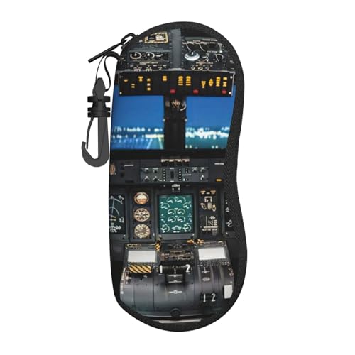 SDFHU Brillenetui mit Flugzeug-Cockpit-Druck, weich, mit Reißverschluss, multifunktionaler Brillenschutz für Männer und Frauen, Schwarz, Einheitsgröße SDFHU Brillenetui mit Flugzeug-Cockpit-Druck, weich, mit Reißverschluss, multifunktionaler Brillenschutz für Männer und Frauen, Schwarz, Einheitsgröße von SDFHU