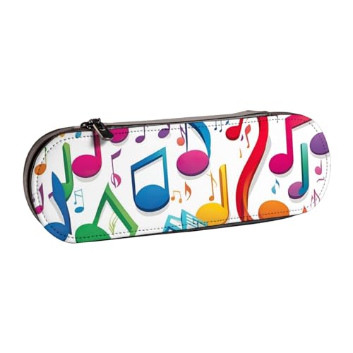 SDFHU Bunte Musiknoten 1 bedrucktes Leder-Federmäppchen – vielseitiger Leder-Stifthalter, Federmäppchen, für Reisen und den täglichen Gebrauch von SDFHU