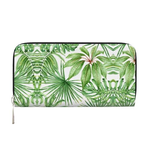 SDFHU Damen-Geldbörse, Motiv: tropische Palme, Bananenblätter, trendig, reisefreundlich, 20 x 8 cm, lässig, Clutch, Geschenk für Damen, Schwarz, Einheitsgröße, Kunst von SDFHU