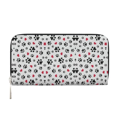 SDFHU Damengeldbörse mit Katzenpfotenmotiv, Herzmotiv, trendig, reisefreundlich, 20 x 8 cm, lässiges Clutch, Geschenk für Damen, Schwarz, Einheitsgröße, Kunst von SDFHU