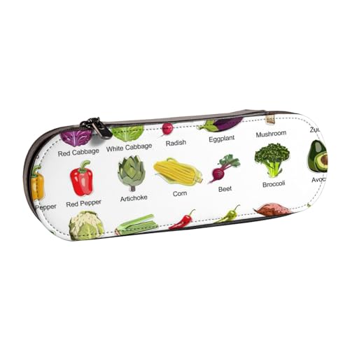 SDFHU Einführung von verschiedenen Gemüsesaufdruck-Leder-Federmäppchen – vielseitiger Stifthalter aus Leder für Reisen und den täglichen Gebrauch von SDFHU